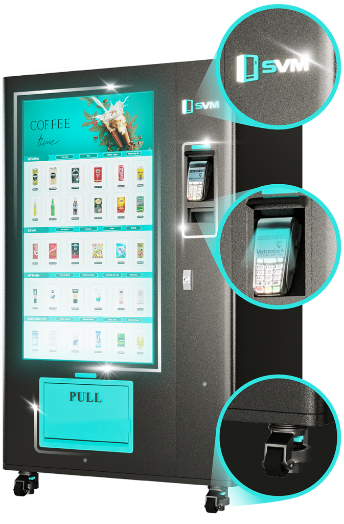 SVMLuxS55 Máy bán hàng tự động thông minh SVM Đầu tiên và duy nhất tại Việt Nam thanh toán được thẻ ngân hàng và có công nghệ kháng khuẩn diệt virus