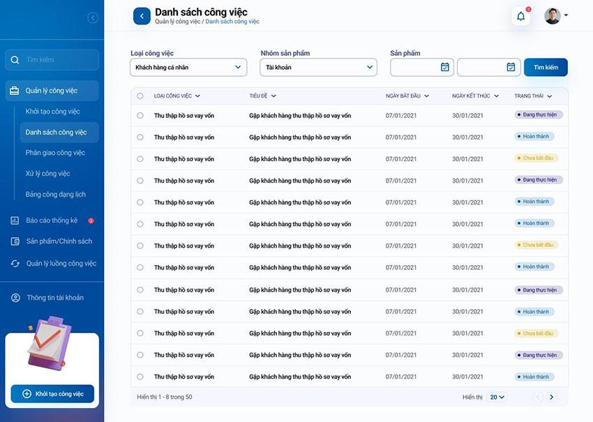 Giao diện phần mềm quản lý Smart RM