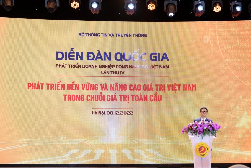 Phó Thủ tướng Vũ Đức Đam phát biểu tại Diễn đàn quốc gia về phát triển doanh nghiệp công nghệ số Việt Nam 2022