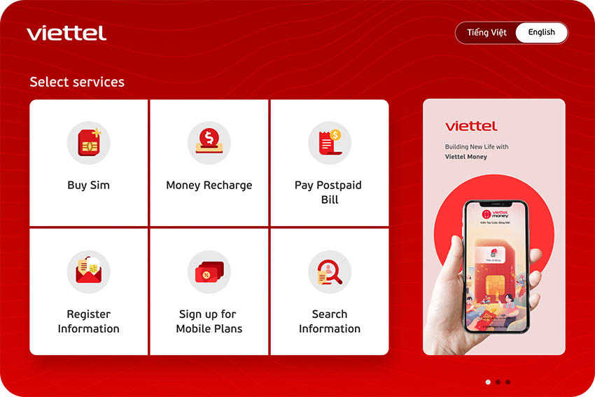 Interface on Viettel's Telco Self Service Kiosk