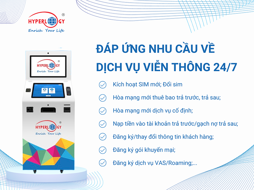 Các dịch vụ viễn thông mà Smart Telco Kiosk có thể cung cấp 24/7