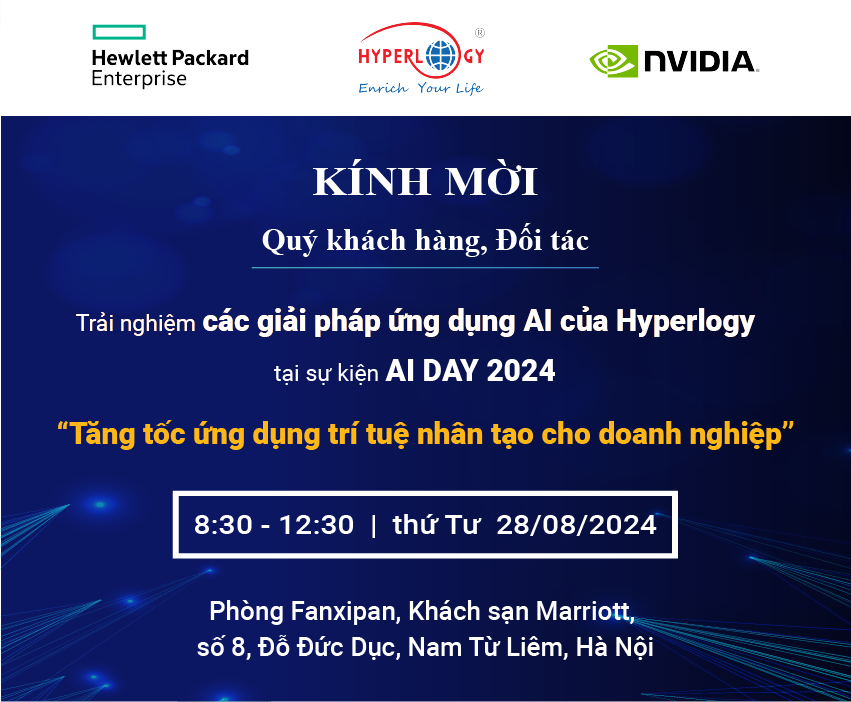 Thư mời Quý khách hàng, Đối tác tham gia trải nghiệm bộ giải pháp ứng dụng trí tuệ nhân tạo của Hyperlogy tại AI Day 2024