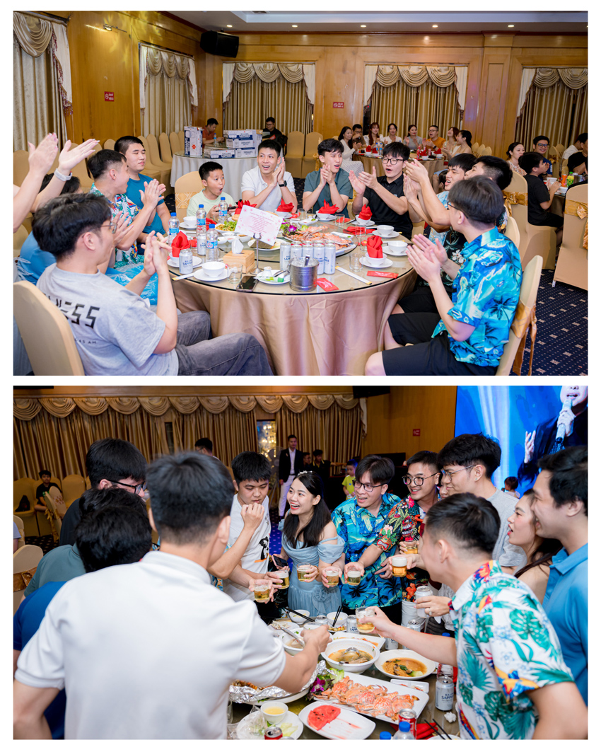 Tiệc tối gắn kết, cùng nhau chia sẻ những khoảnh khắc vui vẻ, thân mật sau một ngày đầy hoạt động